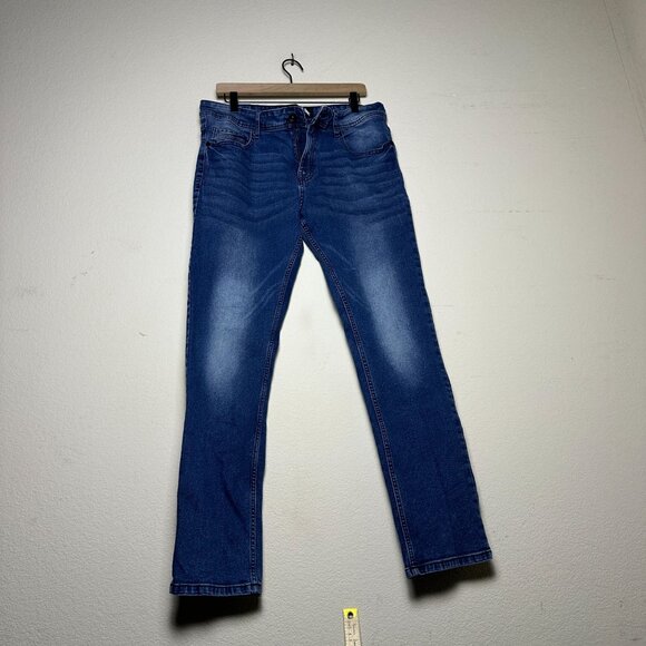 Stone Falcon Slim Straight Streetwear Denim Jeans Pants Men 36x32 Blue Wash Casu - Picture 1 of 16